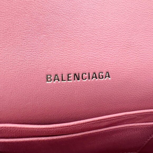 Balenciaga Hourglass Leather Wallet On Chain Shoulder Bag Pink - Picture 16 of 16